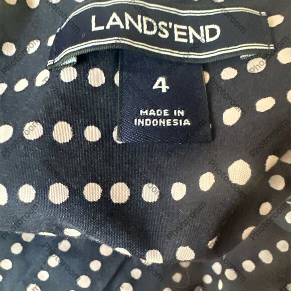 Lands' End Size 4 Navy & Purple Polka Dot Stripes Button Sleeveless Shirt - Picture 5 of 6